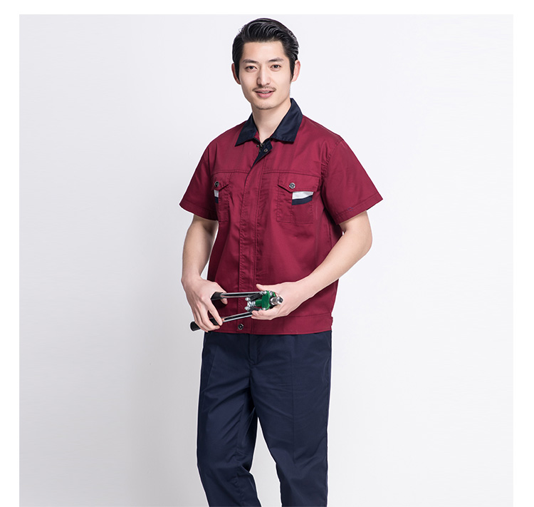 【包邮】hzjq d-11501 男女通用拉链严扣领短袖工作服套装