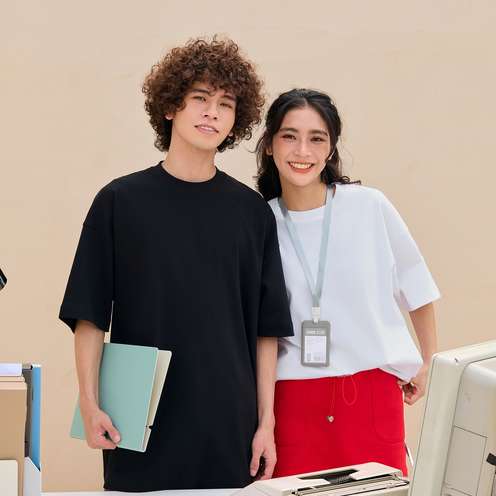 19581 冰感爽滑240g潮牌落肩圆领短袖