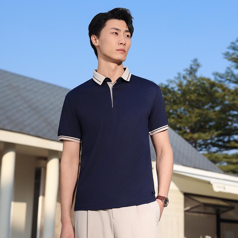 8219 冰丝纤珠地维休闲商务翻领