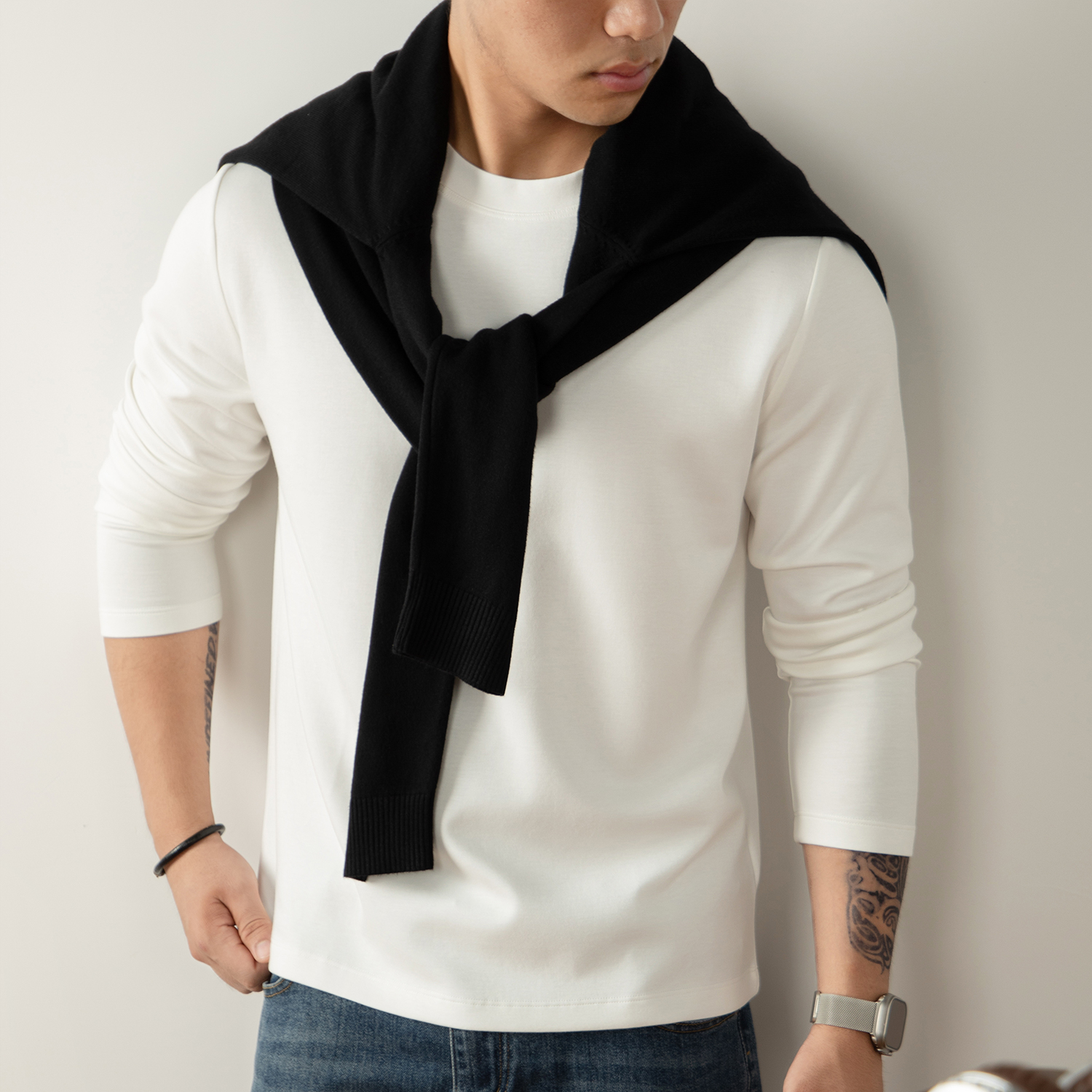 19523 230G奢品级莫代尔云感长袖T恤