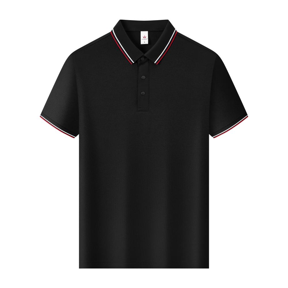 Lyocell-Cotton Blend Contrast Seamless-Collar Short-Sleeve Polo