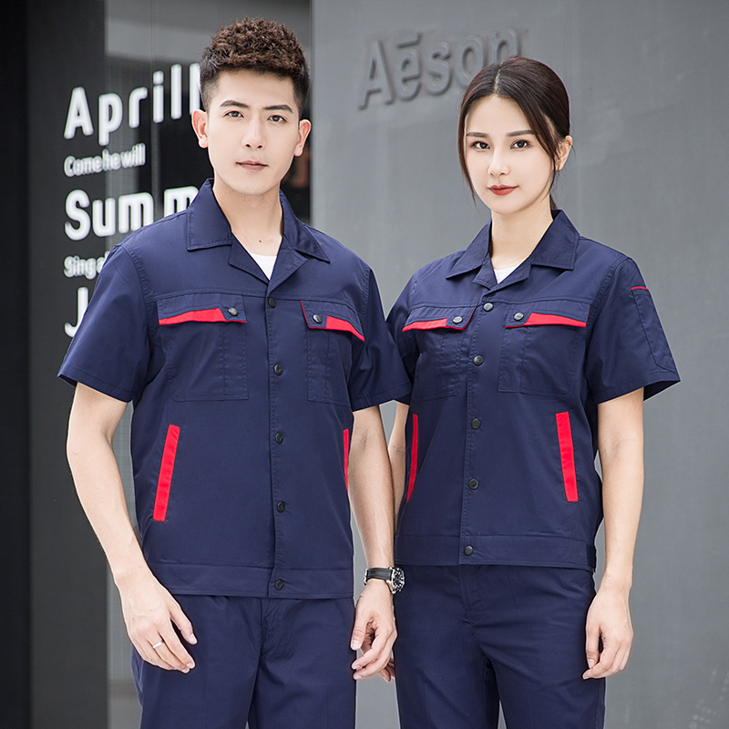 6008 明扣配色短袖上衣/套装