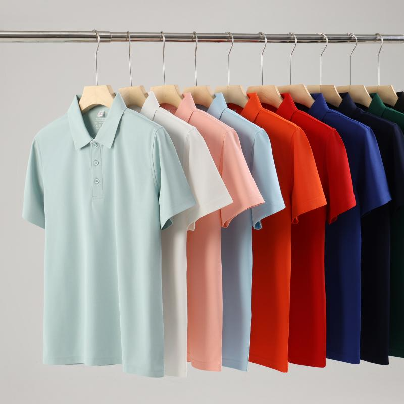525 生态棉吸湿排汗7A抗菌珠地纯色无缝布领翻领短袖（180克 40支）