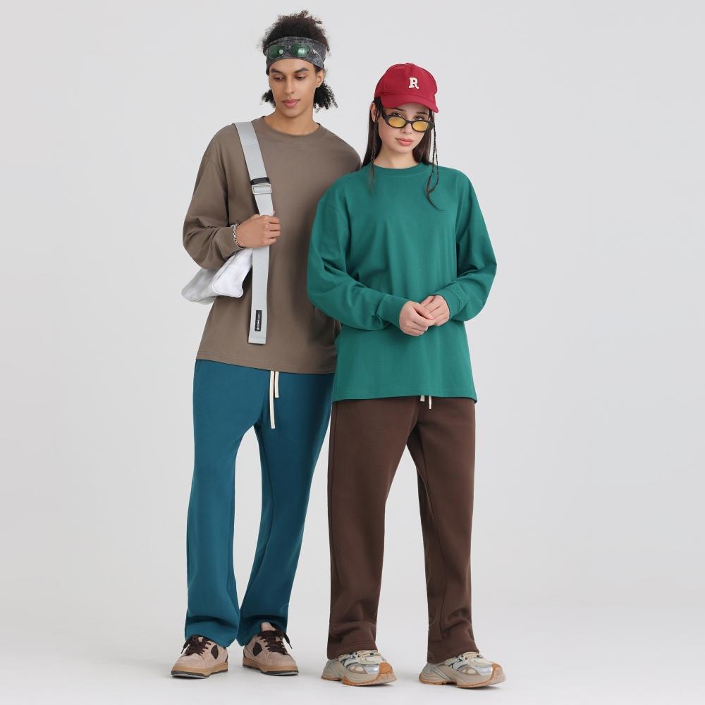 T240302 240克美式复古纯棉圆领长袖T恤