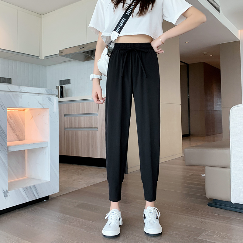 夏季休闲 冰丝女薄款束脚宽松百搭显瘦 运动裤