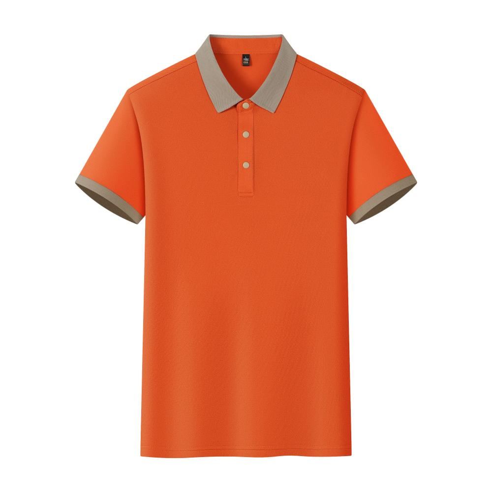 200 g 40s Ice-Ceramic Cotton Color-Block Double-Layer Collar Polo