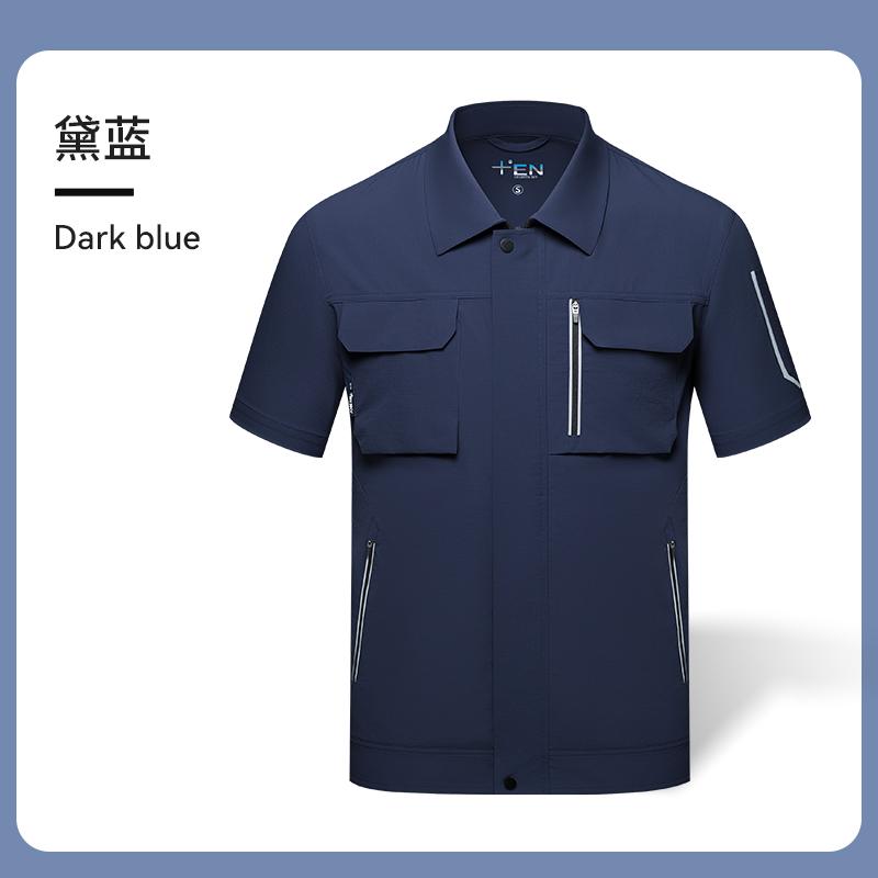 SK008 双线格纯色短袖上衣（领标以实拍图为准）