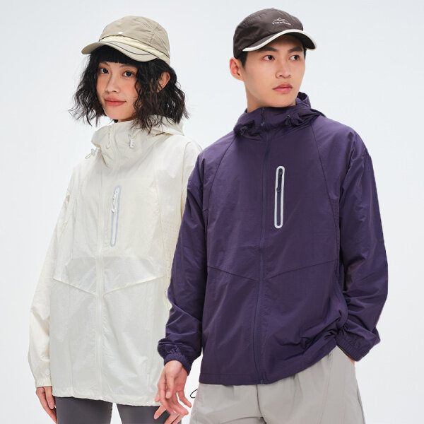 F1188 跨境户外连帽外套男女情侣夏季运动休闲高品质原纱皮肤衣防晒衣