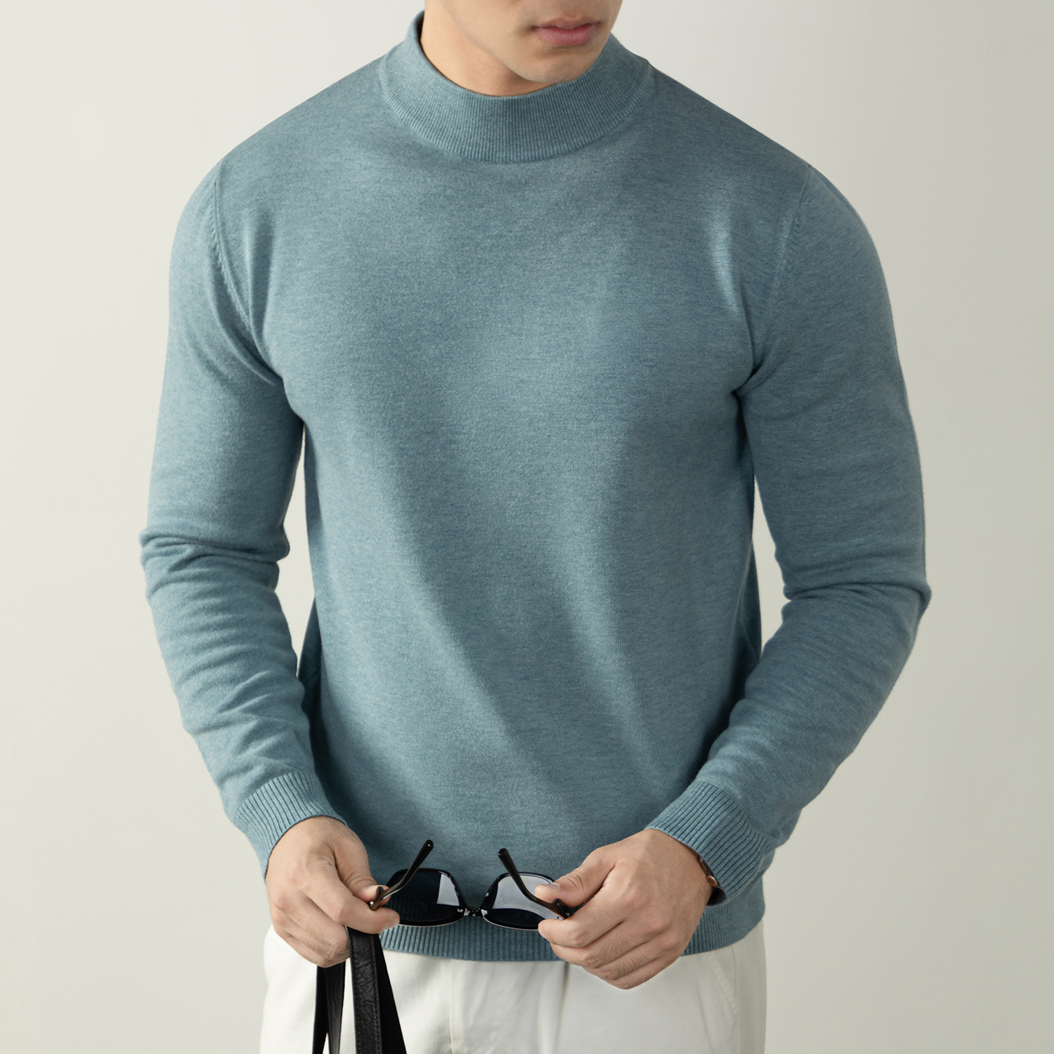 14001 抗起球纤柔纱半高领毛衣针织衫