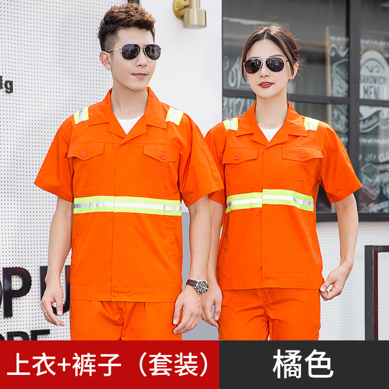 商品封面图片,环卫绿反系扣短袖套装