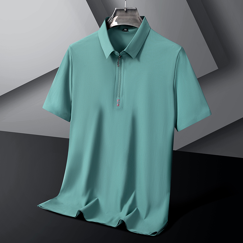 26587 商务拉链翻领短袖