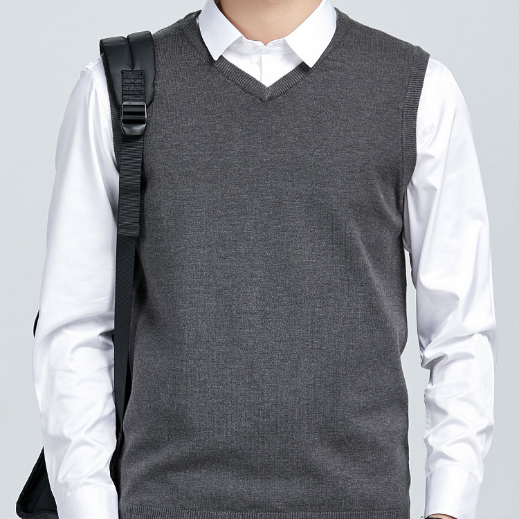 14126 26支高弹纤柔纱针织V领背心马甲