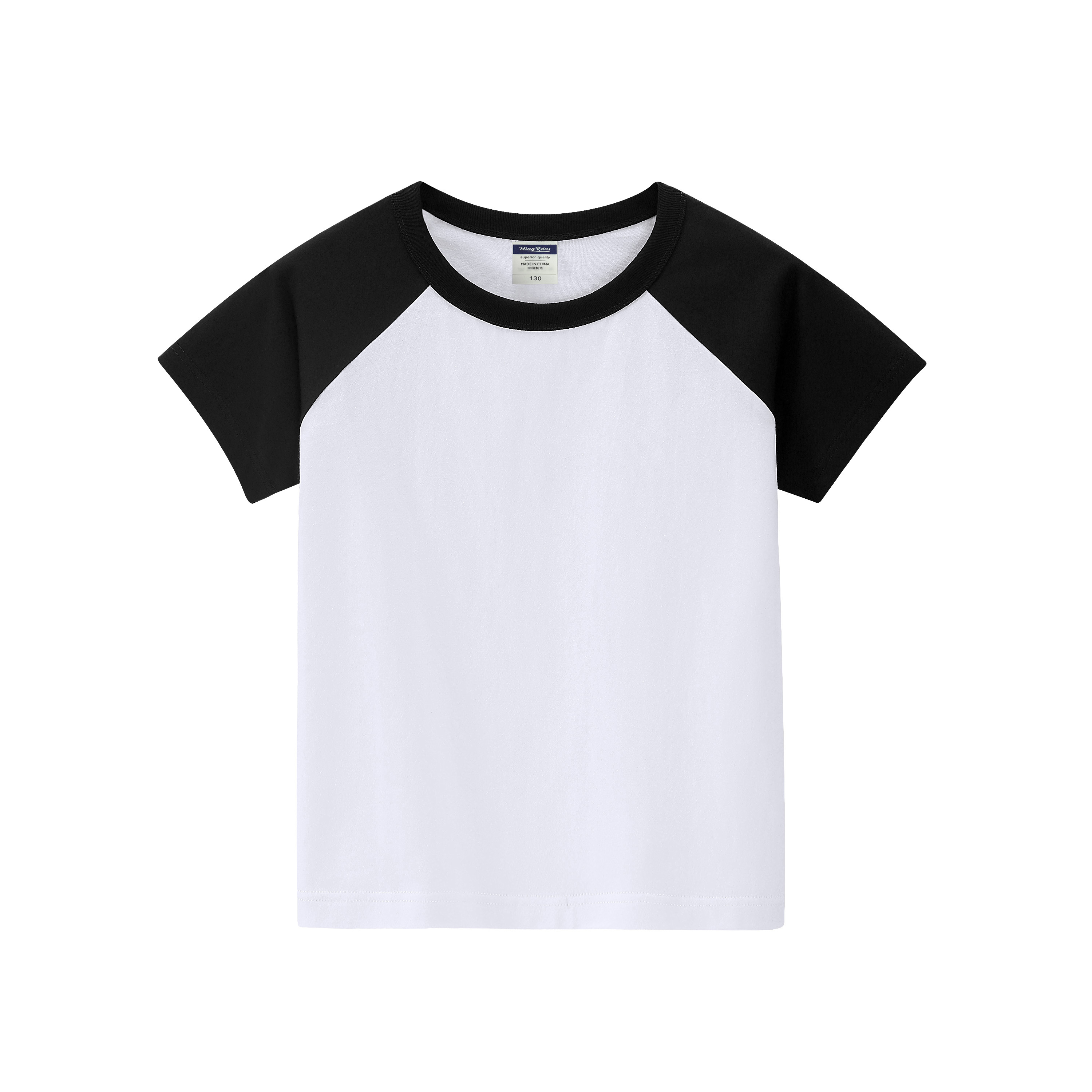 M080童 新款M080童 纯棉拼色插肩圆领短袖(200克)