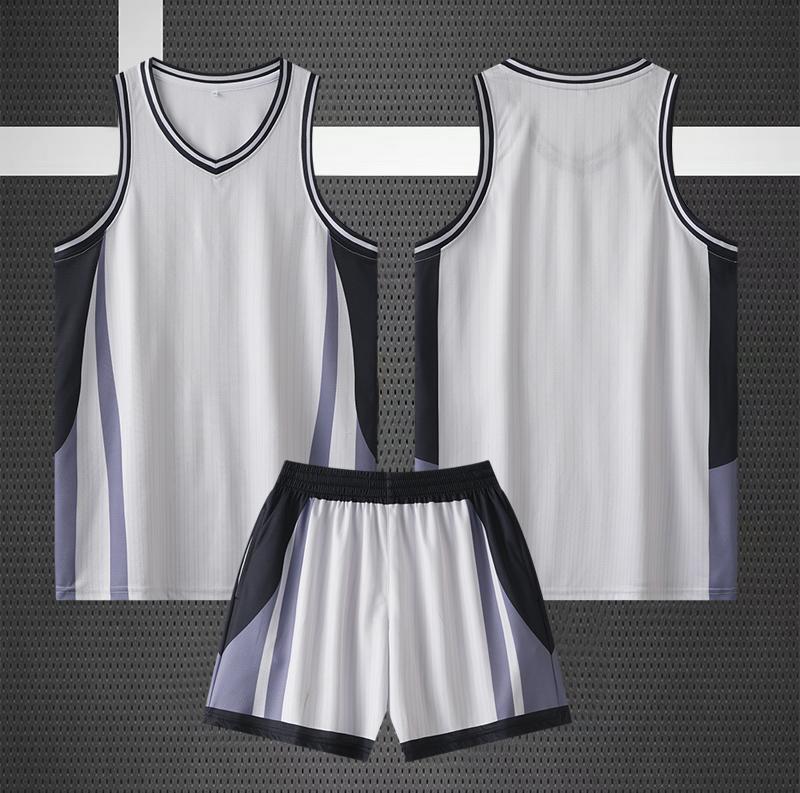 美式篮球服套装（款号218） 灰白色 篮球服 团队定制 启虎