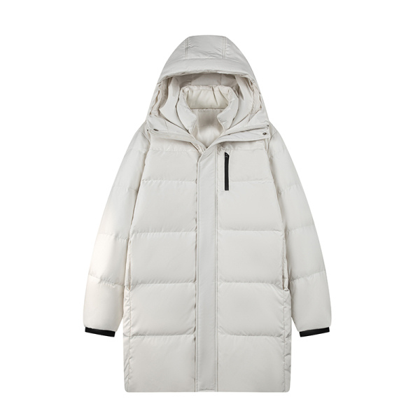 806-1 冬季新国标90绒羽绒服连帽潮流时尚长款加厚保暖情侣款外套可二开款