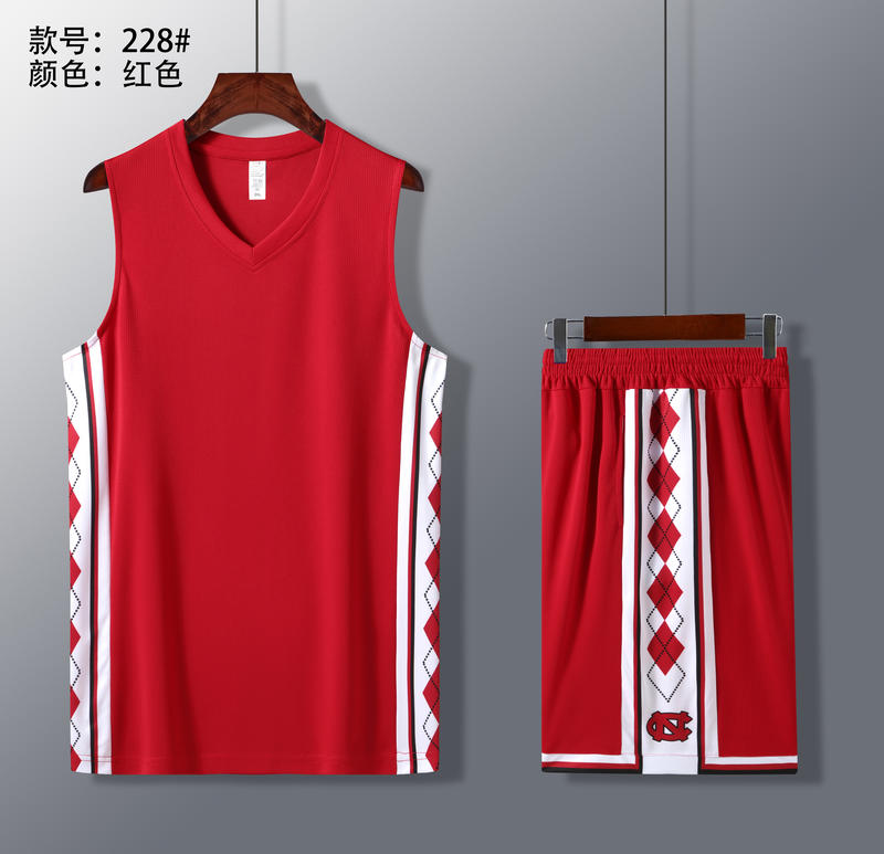 北卡球员版 红色 篮球服 团队定制 启虎