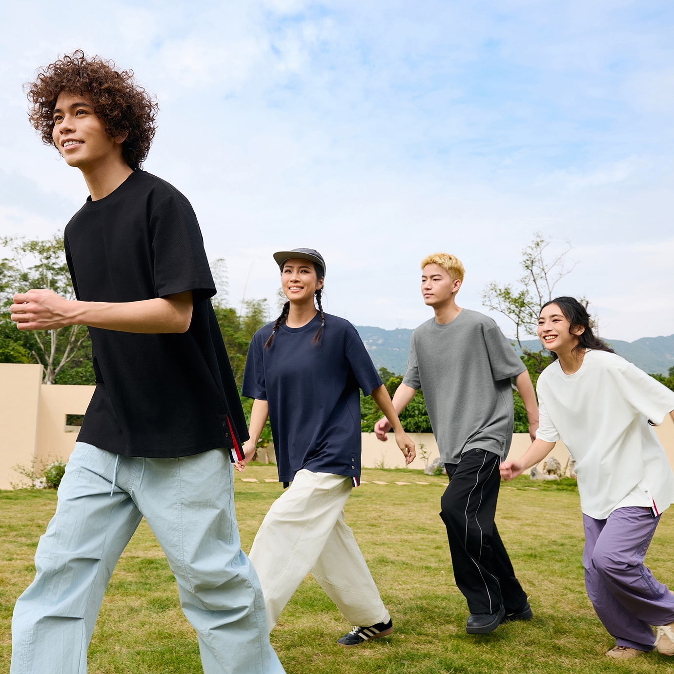 19511 TB同款开叉织带落肩圆领短袖