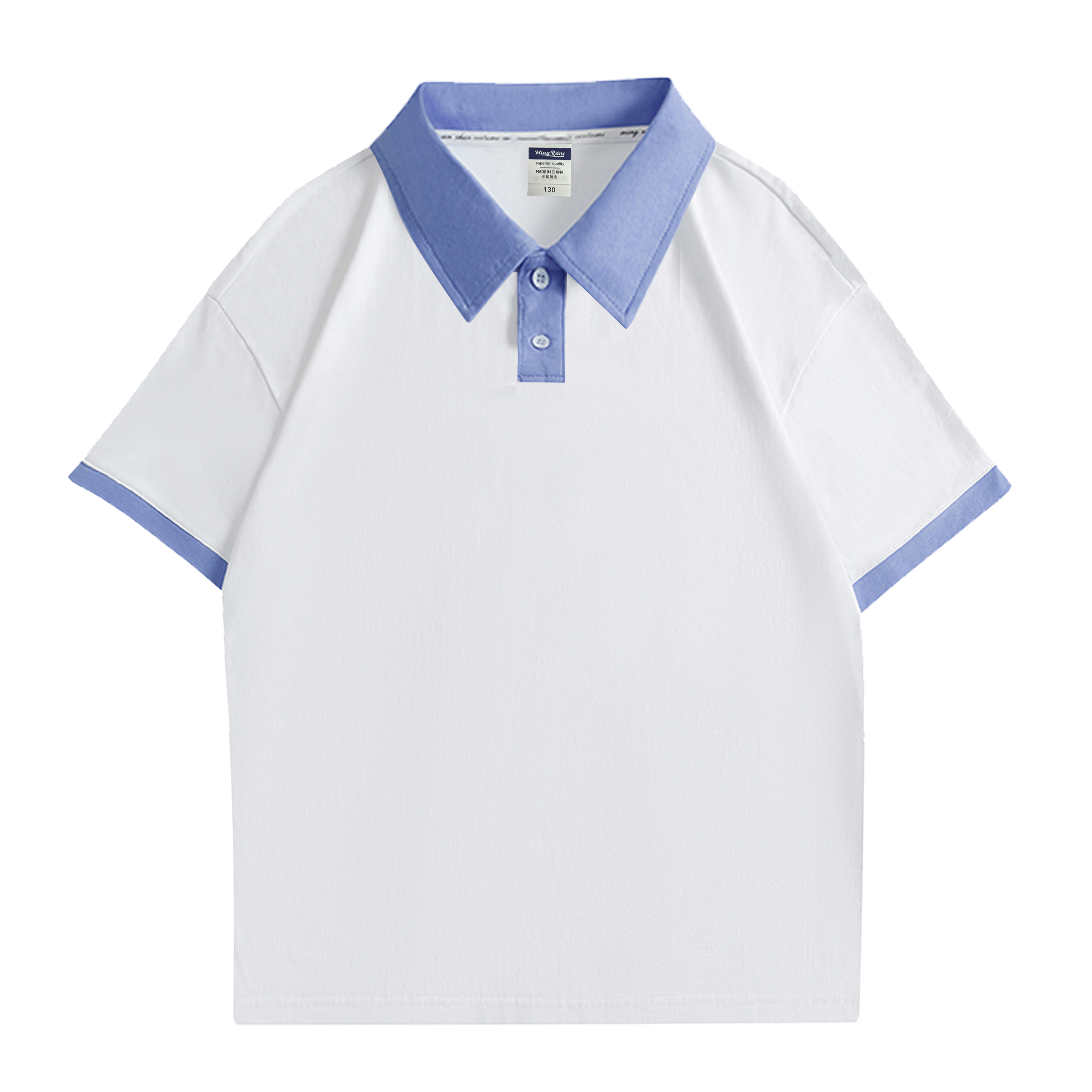 P065童 装拼色落肩翻领短袖 P065童 装拼色落肩翻领短袖