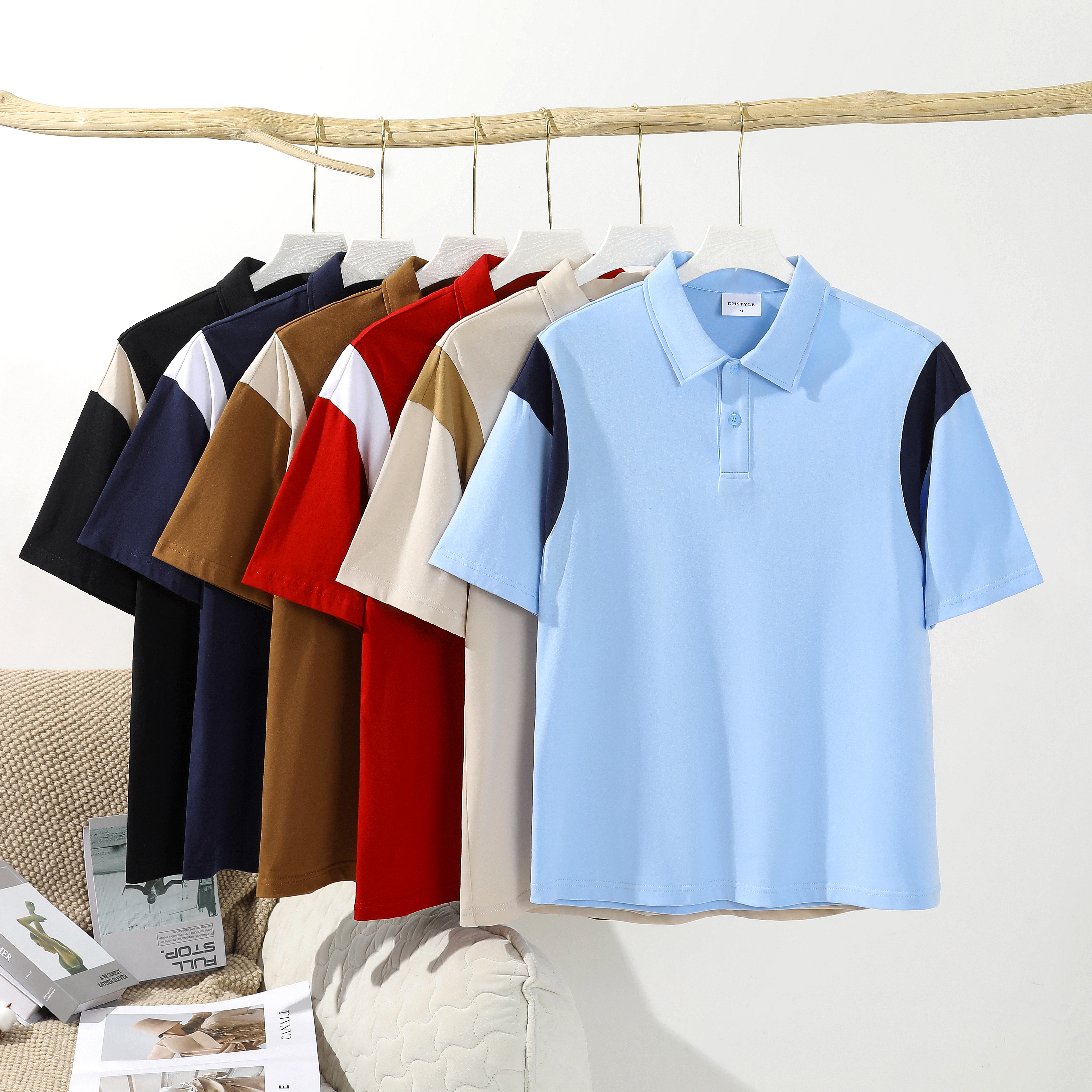 8888 32支双纱240G拼色短袖POLO衫