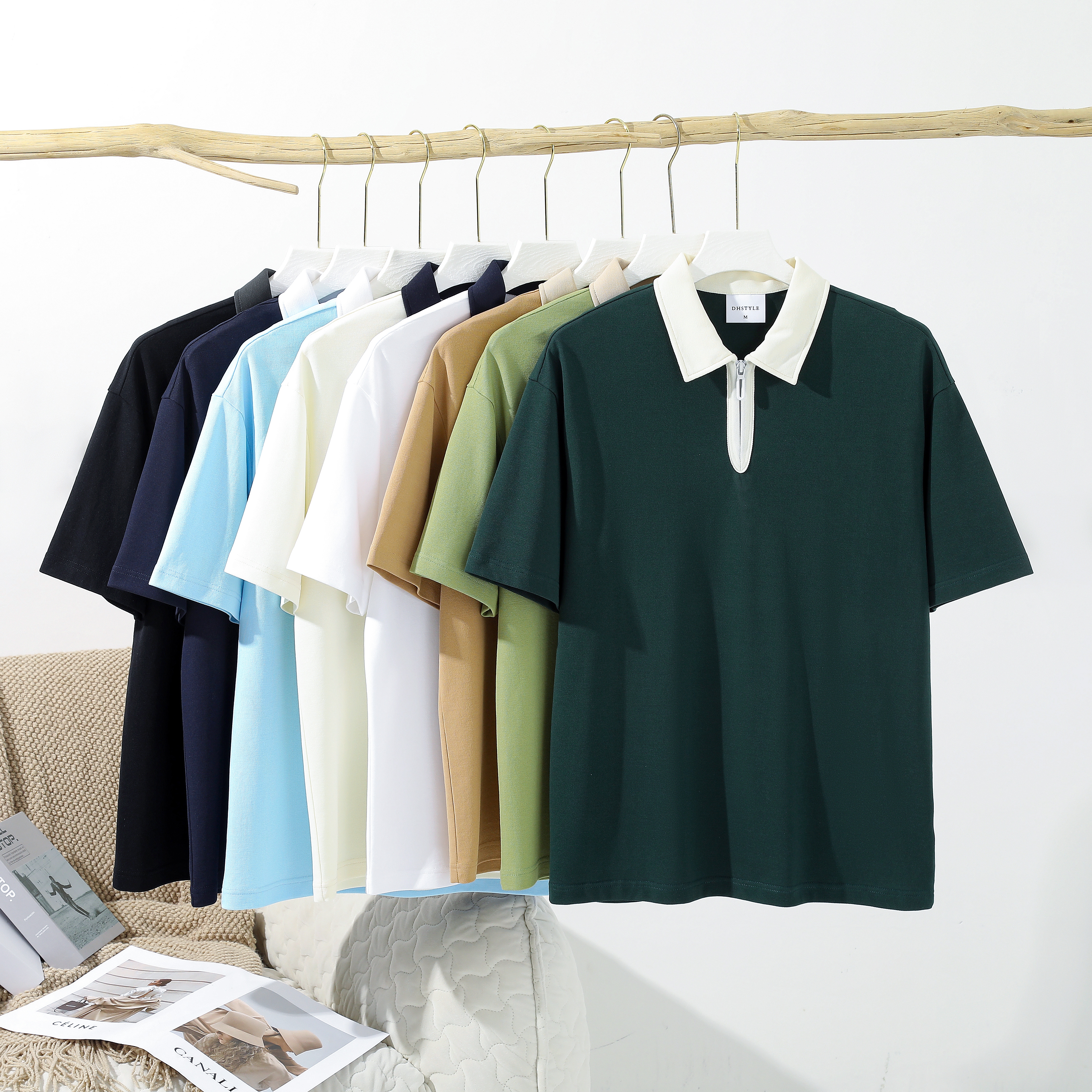 7777 珠地40支双纱240G拼色领POLO衫